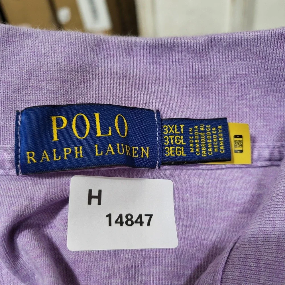 Polo Ralph Lauren Men Polo Shirt 3XLT Purple‎ Logo Flesh Pony Short Sleeve